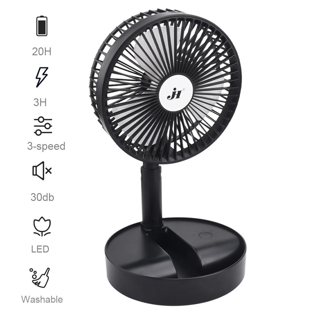 Quạt cắm trại cá nhân di động có đèn LED, gấp lại được, êm ái, tiện lợi