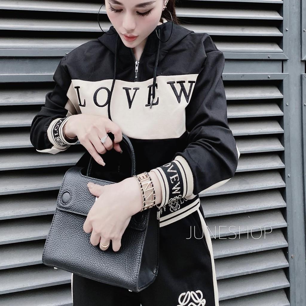 Bộ đen phối be LOVEW bo chun nữ SETN306