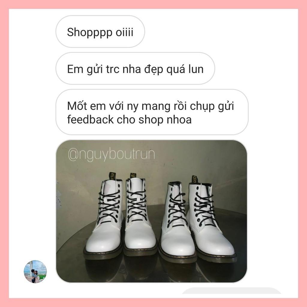 GIày SARAH BOOTS cổ cao chất da cao cấp màu trắng 8 nút