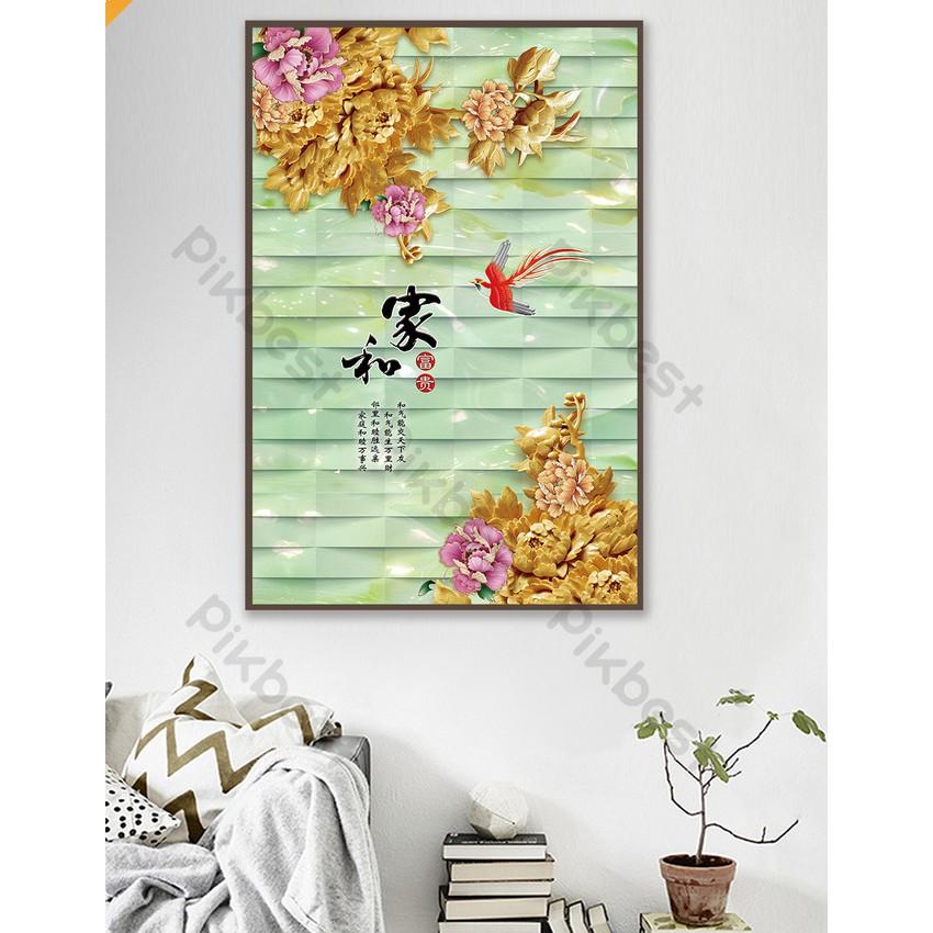 Tranh dán tường Tranh hoa mẫu đơn hiện đại, tranh dán tường 3d hiện đại MS622222