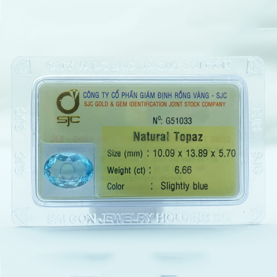 Viên đá Topaz kiểm định tự nhiên mài giác oval - 51033