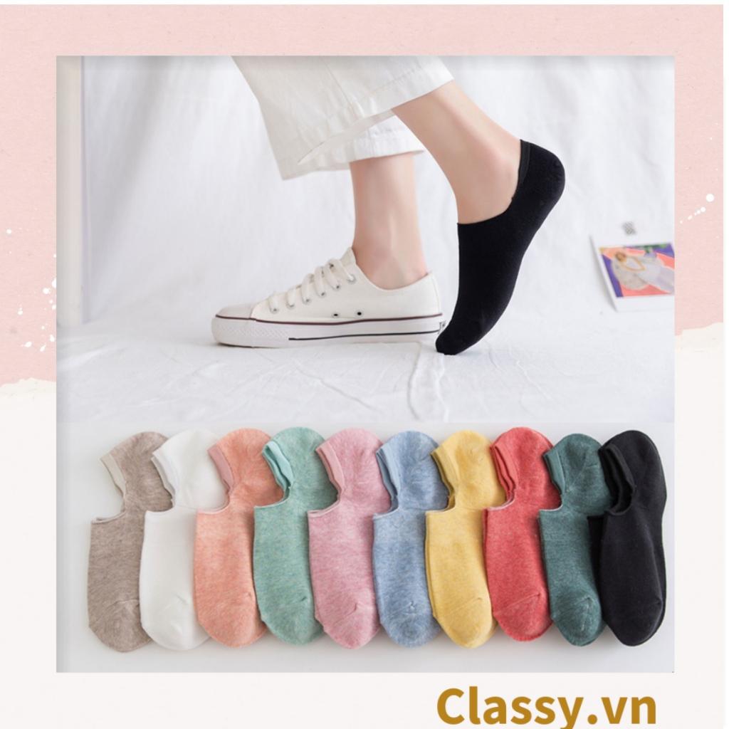Tất cổ ngắn Classy, vớ cổ ngắn cotton trơn nhiều màu pastel G1427