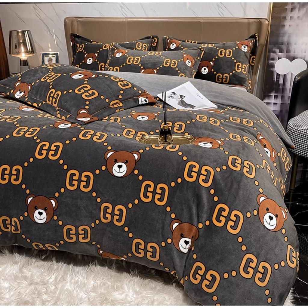 Bộ Chăn Ga Nỉ Nhung Thương Hiệu Set 4 Món