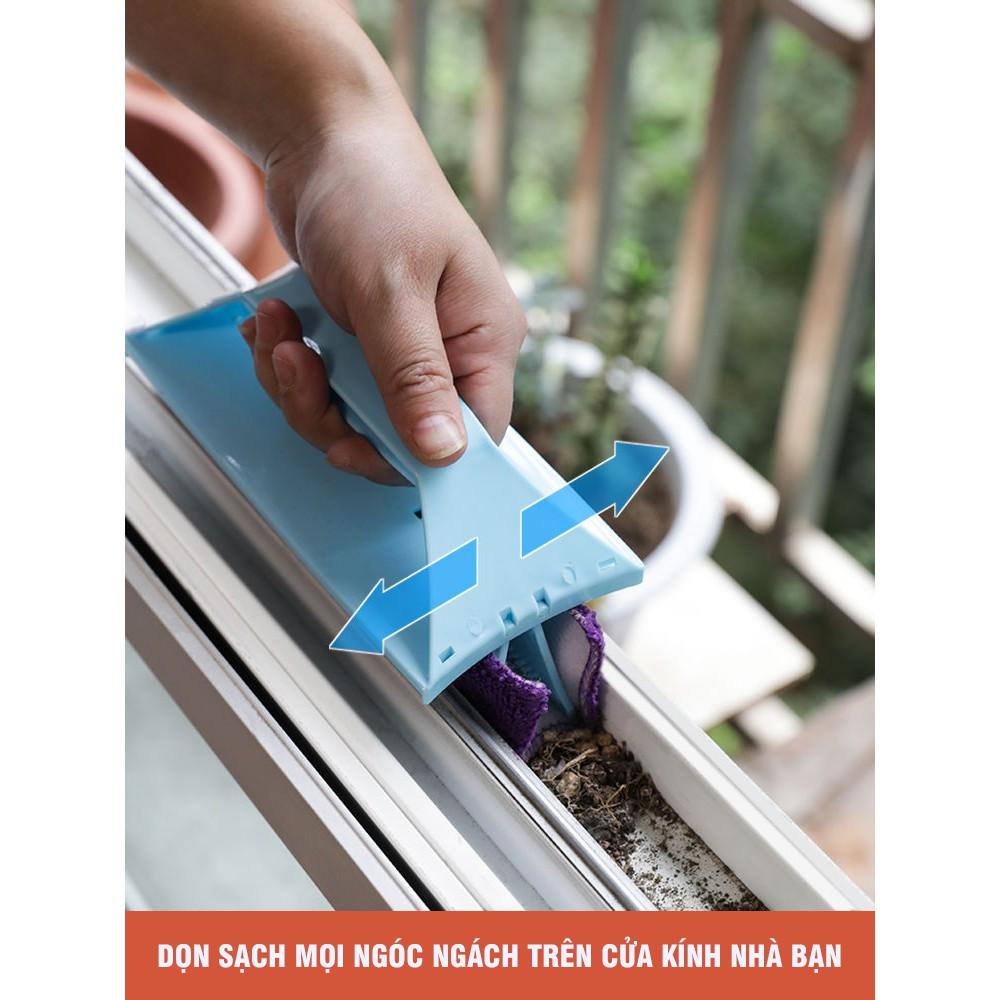 Dụng Cụ Vệ Sinh Đường Ray Cửa Kính Tặng Kèm 1 Miếng Khăn Bông Lau