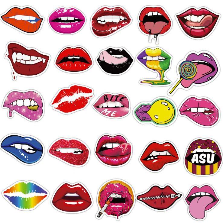 Sticker dán cao cấp ĐÔI MÔI GỢI CẢM Cực COOL ms#73