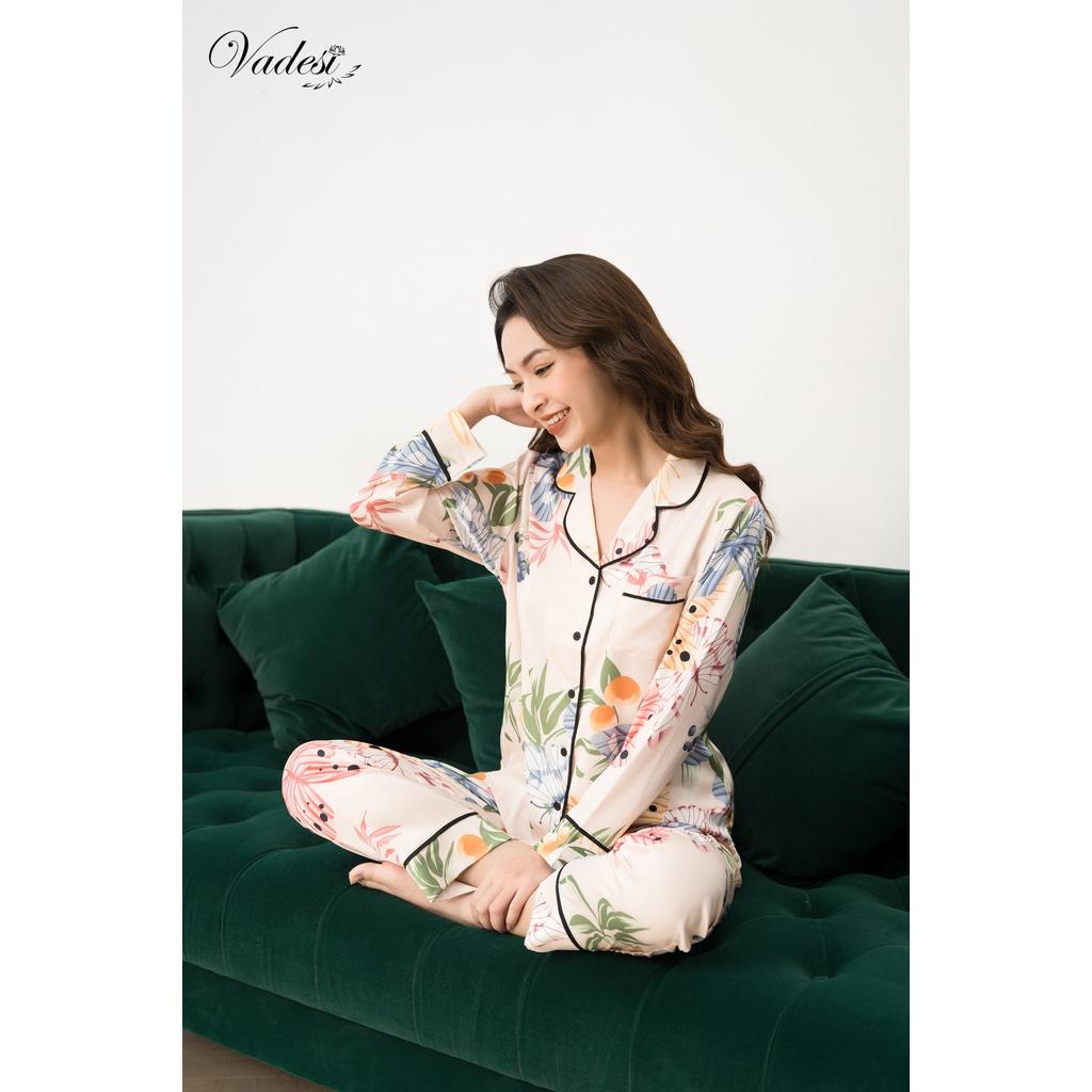 Bộ Đồ Nữ Pijama Dài Tay Lụa Cao Cấp Họa Tiết Đẹp Mềm Mượt Phom Dáng Chuẩn Sang Xịn