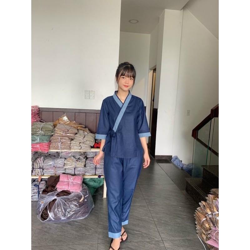 Đồ Lam Đi Chùa - mẫu Linen có nơ