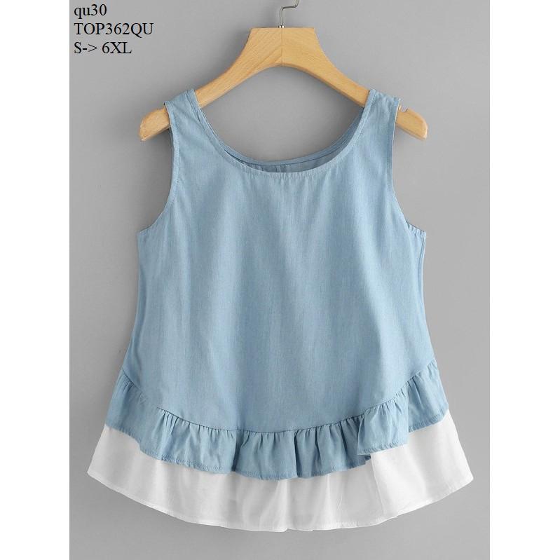 TOP276 ÁO DENIM NỮ PHỐI 2 LỚP