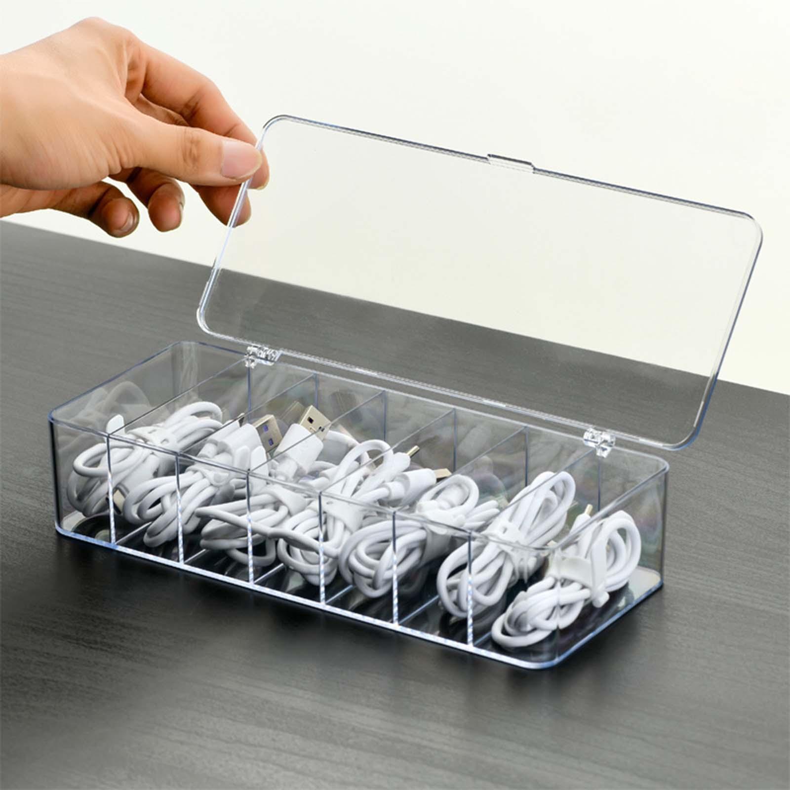 Power Cord Organizer Cable Management Box Acrylic Organizer for Candy Bracelets Earrings Office Mobile Phone Chargers