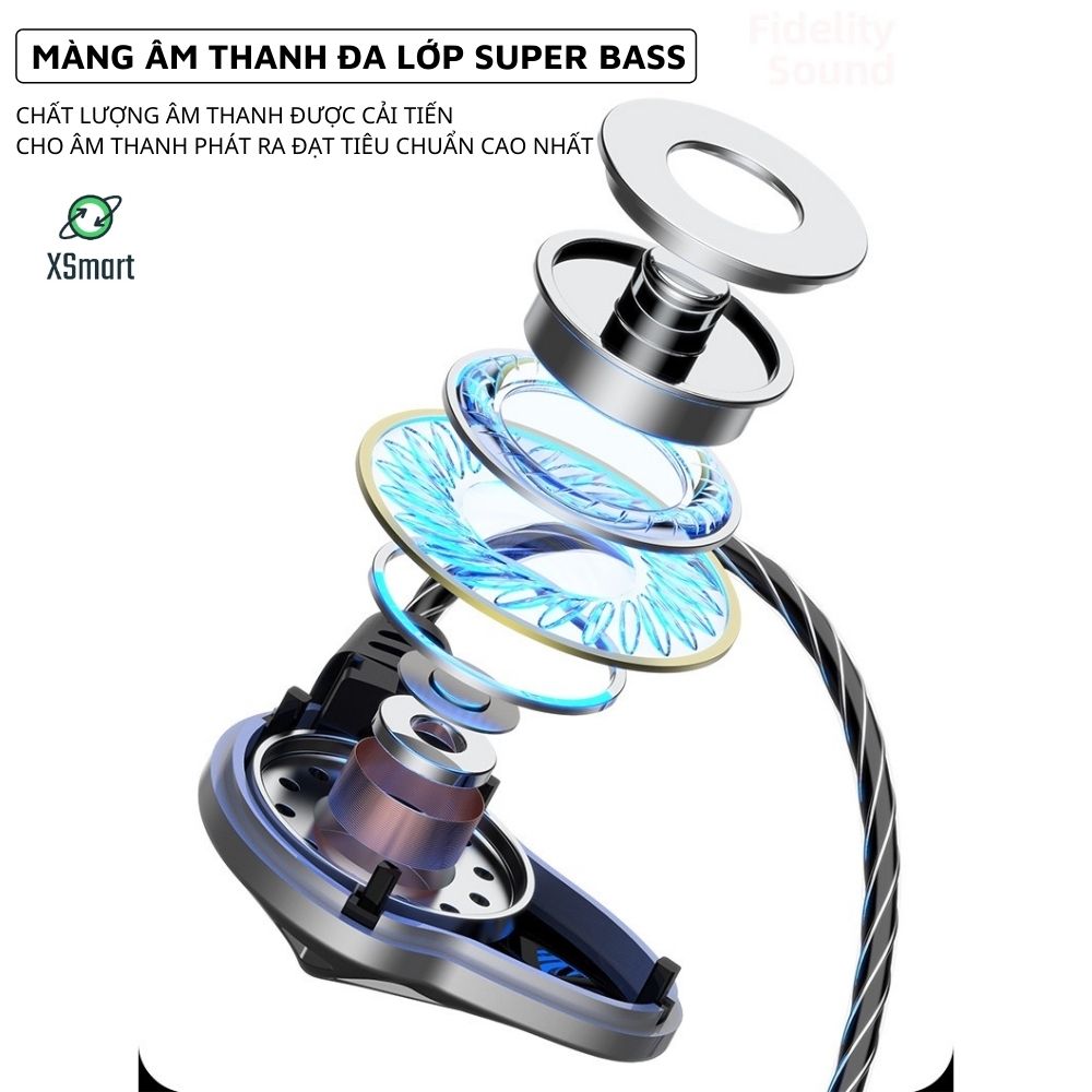 Tai Nghe Nhét Tai Có Dây Chống Ồn XSmart F5 Âm Thanh Super BASS Cực Đỉnh,  Chơi Game Cực Đã, jack 3.5mm Dùng Cho Điện Thoại, Máy Tính, Laptop - Hàng Chính Hãng