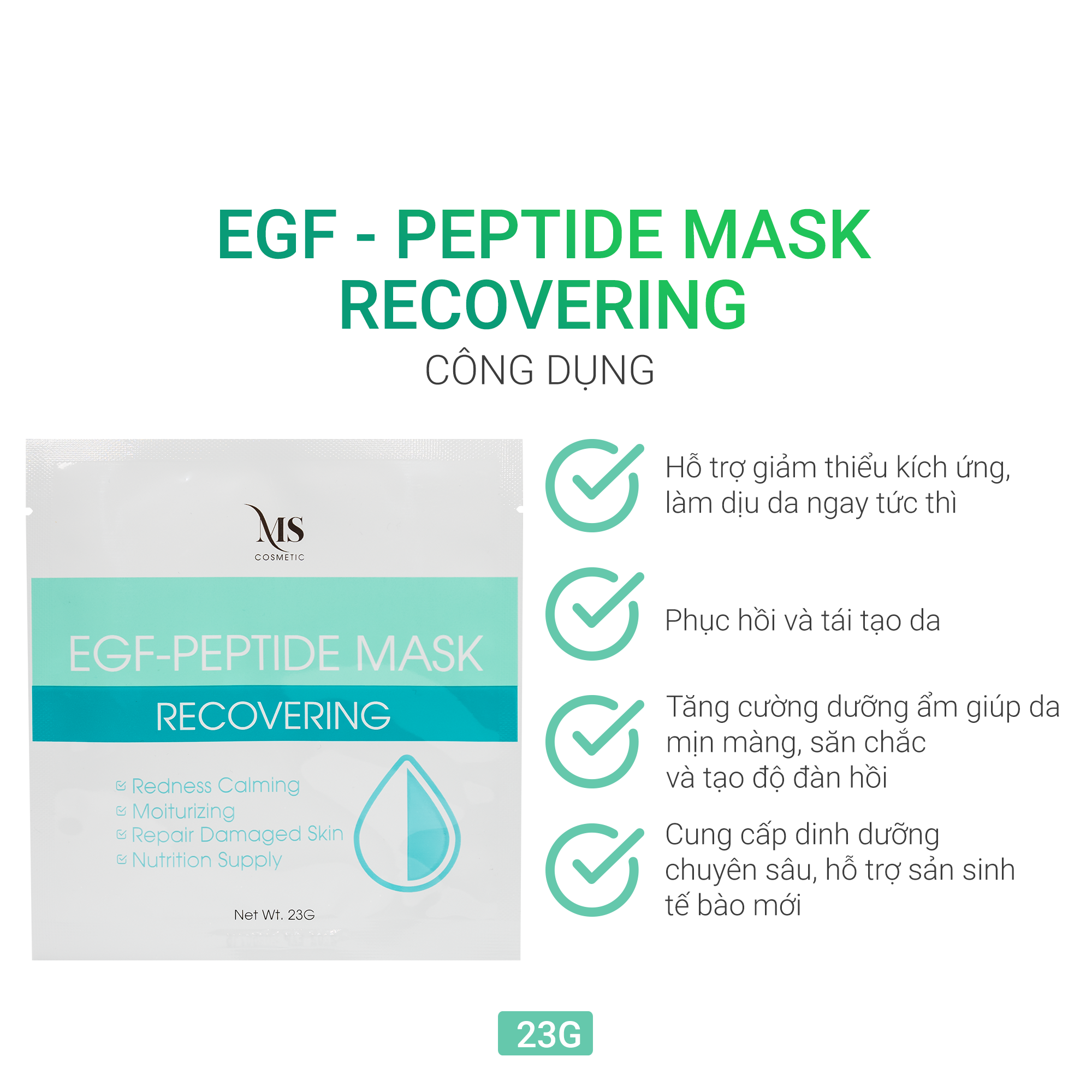 COMBO 10 Mặt Nạ Dạng Thạch MS EGF - Peptide Mask Giúp Dưỡng Ẩm, Mặt Nạ Thạch Phục Hồi Và Tái Tạo Da Giúp Da Săn Chắc (1 Miếng - 23g) - MỸ PHẨM MS COSMETIC