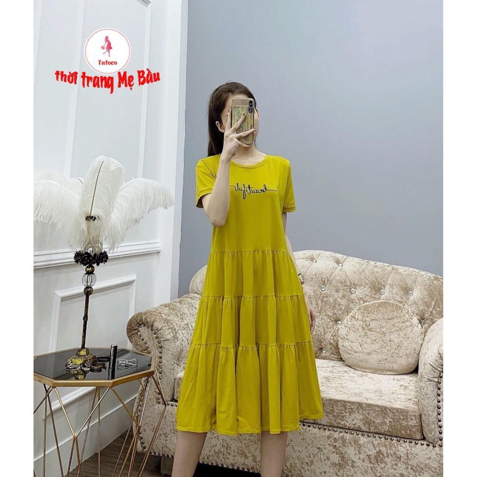 Váy bầu mùa hè nhún eo thêu Resini new 5 màu