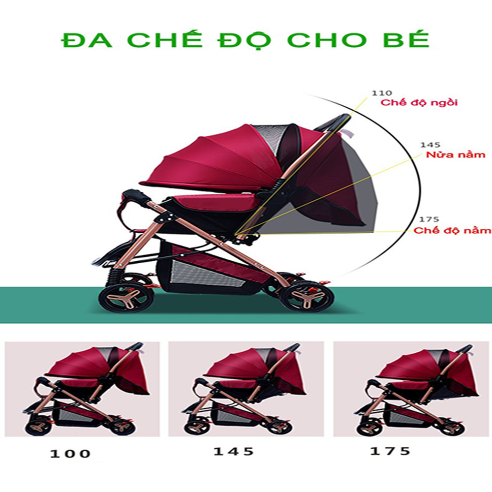 Xe Đẩy Cho Bé, Xe đẩy em bé 2 Chiều 3 Tư Thế XĐHY1299