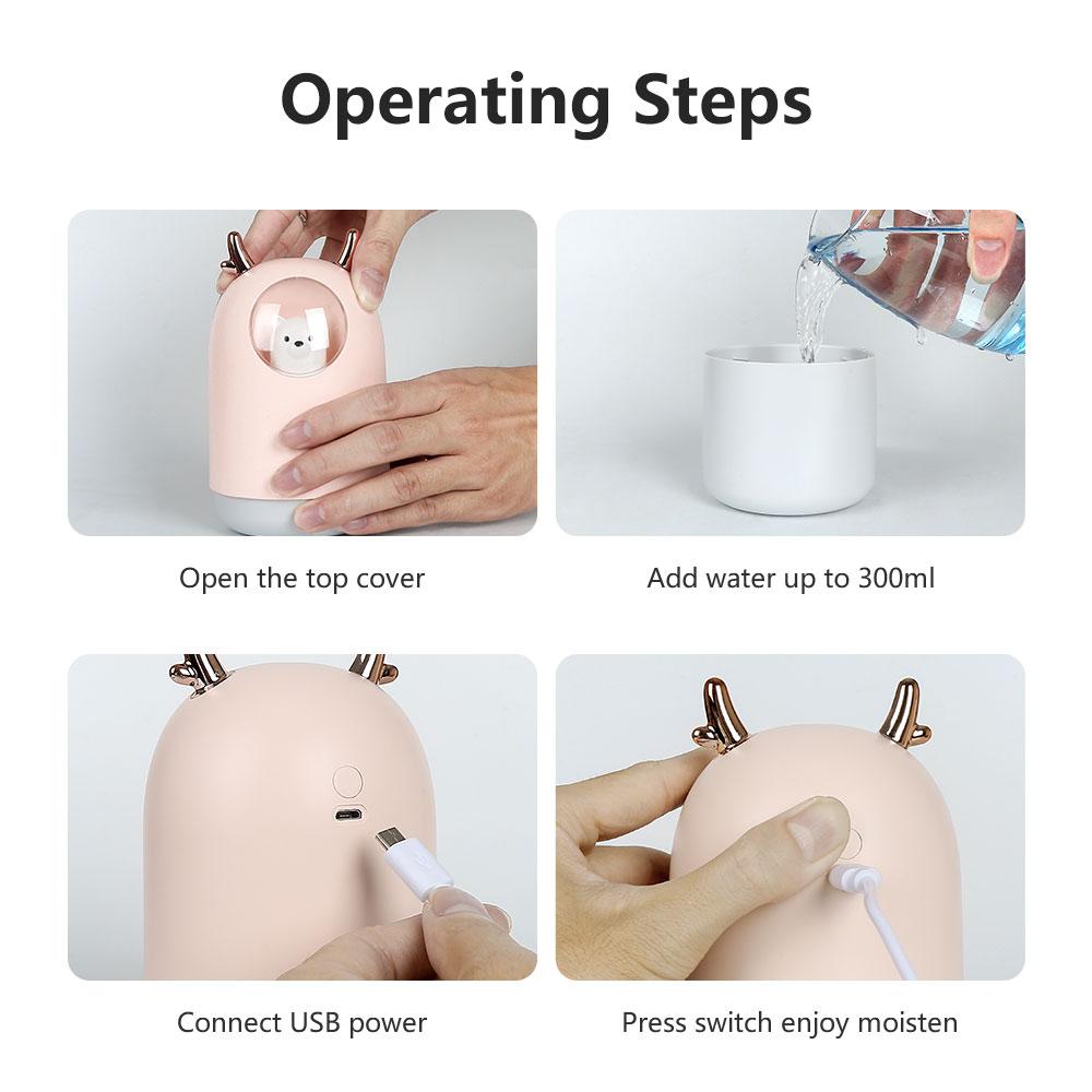 Mini Thú Cưng Máy Phun Sương Tạo Độ Ẩm 300Ml Nhỏ Thoáng Mát Sương Tạo Ẩm USB Di Động Cá Nhân Để Bàn Humidifi Cho Bé Phòng Ngủ Văn Phòng Du Lịch Nhà