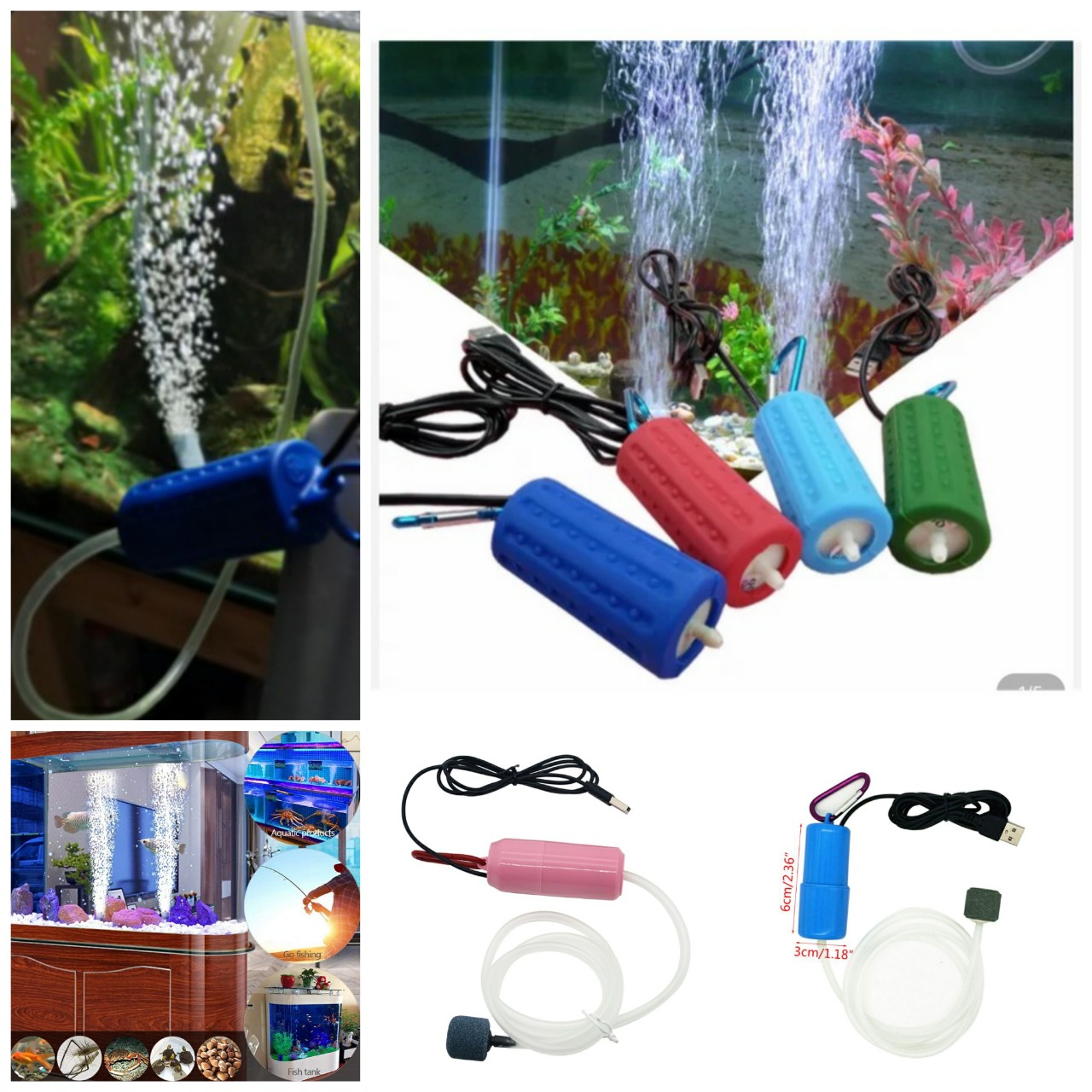Bộ máy sục sủi khí oxy mini bể cá cảnh thủy sinh siêu êm hàng cao cấp