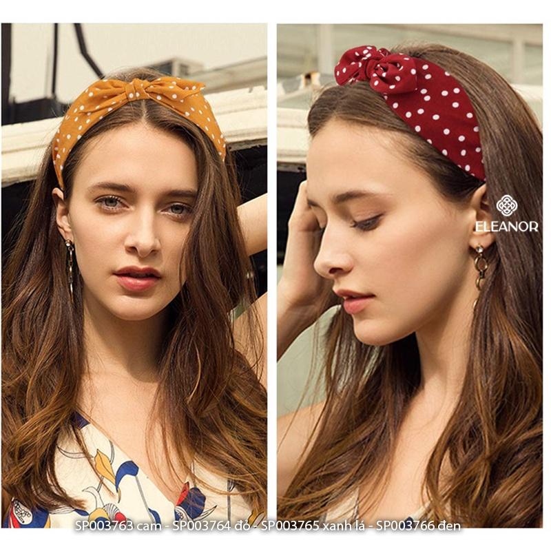 Băng đô cài tóc nữ Eleanor Accessories hình nơ họa tiết chấm bi phụ kiện tóc dễ thương