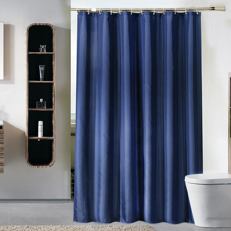 Rèm Phòng Tắm Không Thấm Nước Vải Polyester, Họa Tiết Màu Xanh Đậm (2.0x2.4m)