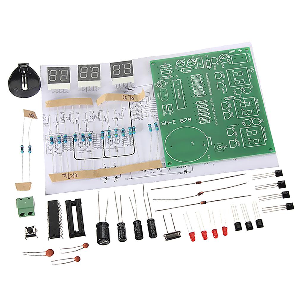 DIY PCB Circuit Board Digital LED Electronic Clock Alarm Kits Set 6 Digit