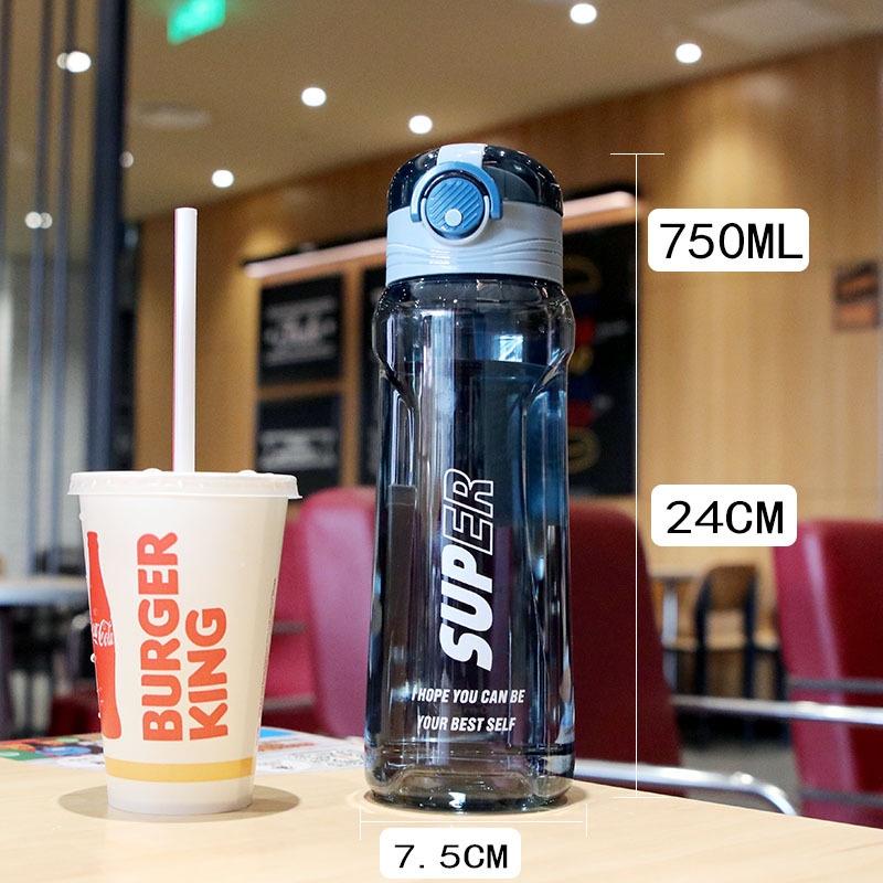 Bình nước thể thao có ống hút dung tích lớn 750ml, Bình Đựng Nước Tập Gym đi xe đạp