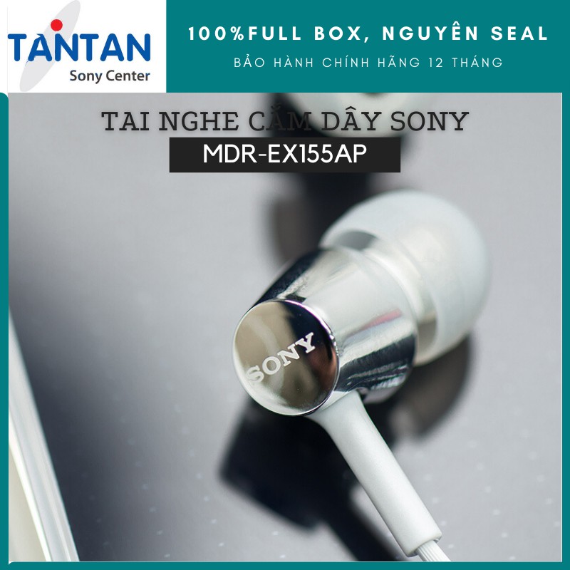 Tai nghe NHÉT TAI Sony MDR-EX155AP | FREESHIP | Loa Dynamic 9mm - Đeo thoải mái - Dải âm tần cao - Độ nhạy 103dB/mW | Hàng Chính Hãng