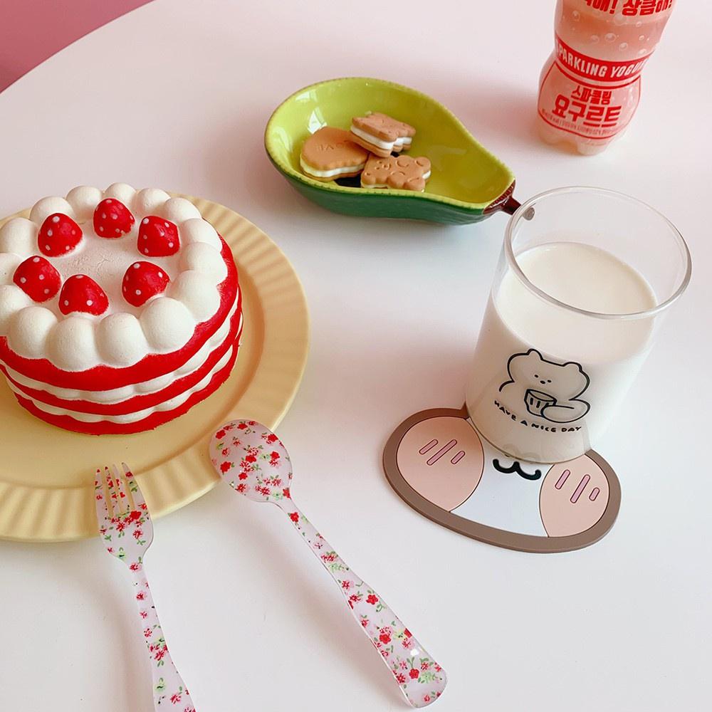 Đế Lót Ly Chống Trượt Bằng Cao Su Hình Thỏ Gấu Dễ Thương DecorMe Miếng lót cốc dẻo Cách nhiệt chống thấm nước