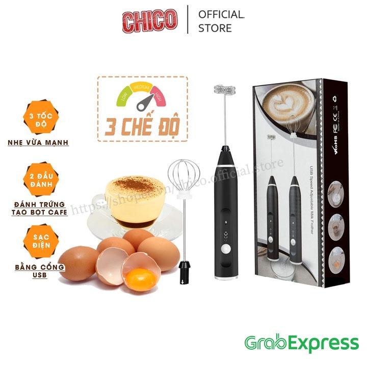 Máy đánh trứng, Tạo bọt cafe, Đánh kem bông.Đánh trứng 3 cấp độ sạc điện mini cầm tay cao cấp