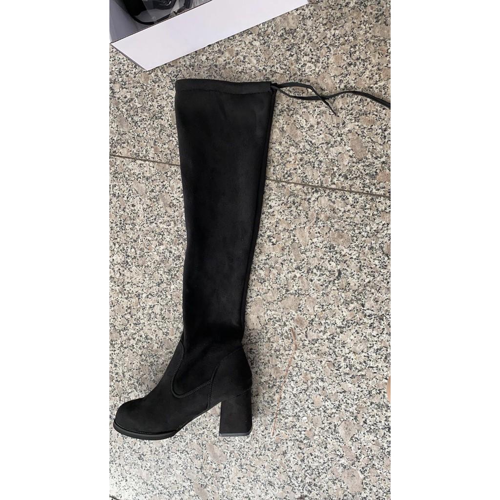 Bốt đùi nữ da lộn, lót nỉ trong, gót cao 7 phân