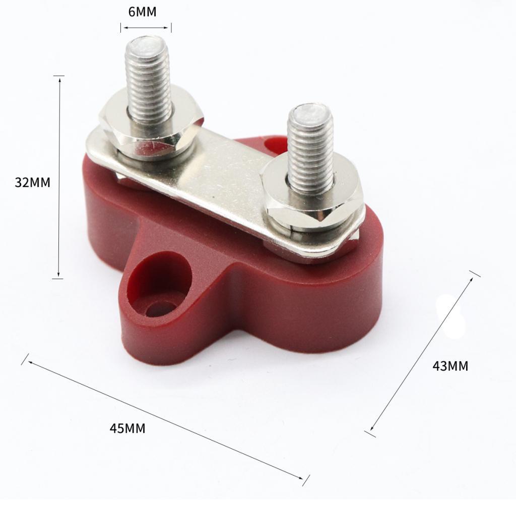 Red - Marine Boat Car Double M6 Terminal Stud Bus Bar Power Distribution Box