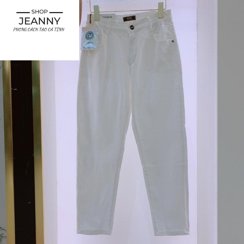 Quần jean nữ trắng boyfriend 9 tấc lưng cao sành điệu JEANNY Jeans 2107