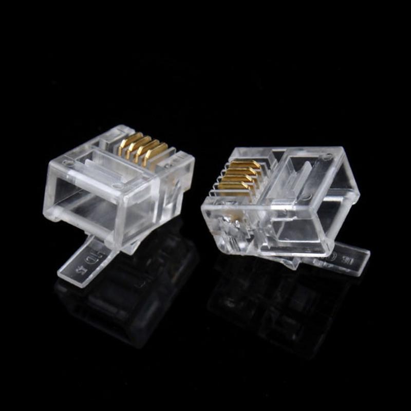 50/100pcs Durable 4 Pin RJ11 RJ-11 6P4C Modular Plug Telephone Phone Connector Hot New High-quality dropshipping