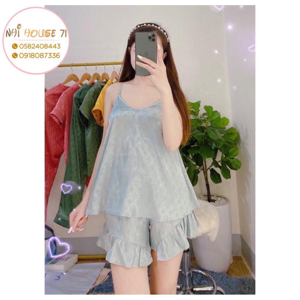 BỘ NGỦ 2 DÂY GẤM SATIN DỆT CHỮ NỔI NHIHOUSE71 QUẦN LAI BÈO TẶNG KÈM BỊT MẮT ĐÁNG YÊU FREESIZE
