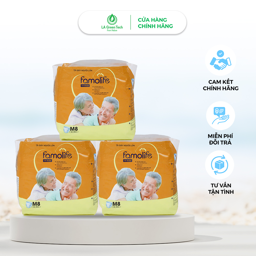 COMBO 3 Tã quần người già FAMOLIFE Cao Cấp mềm mại, thấm hút, chuẩn chất lượng Châu Âu