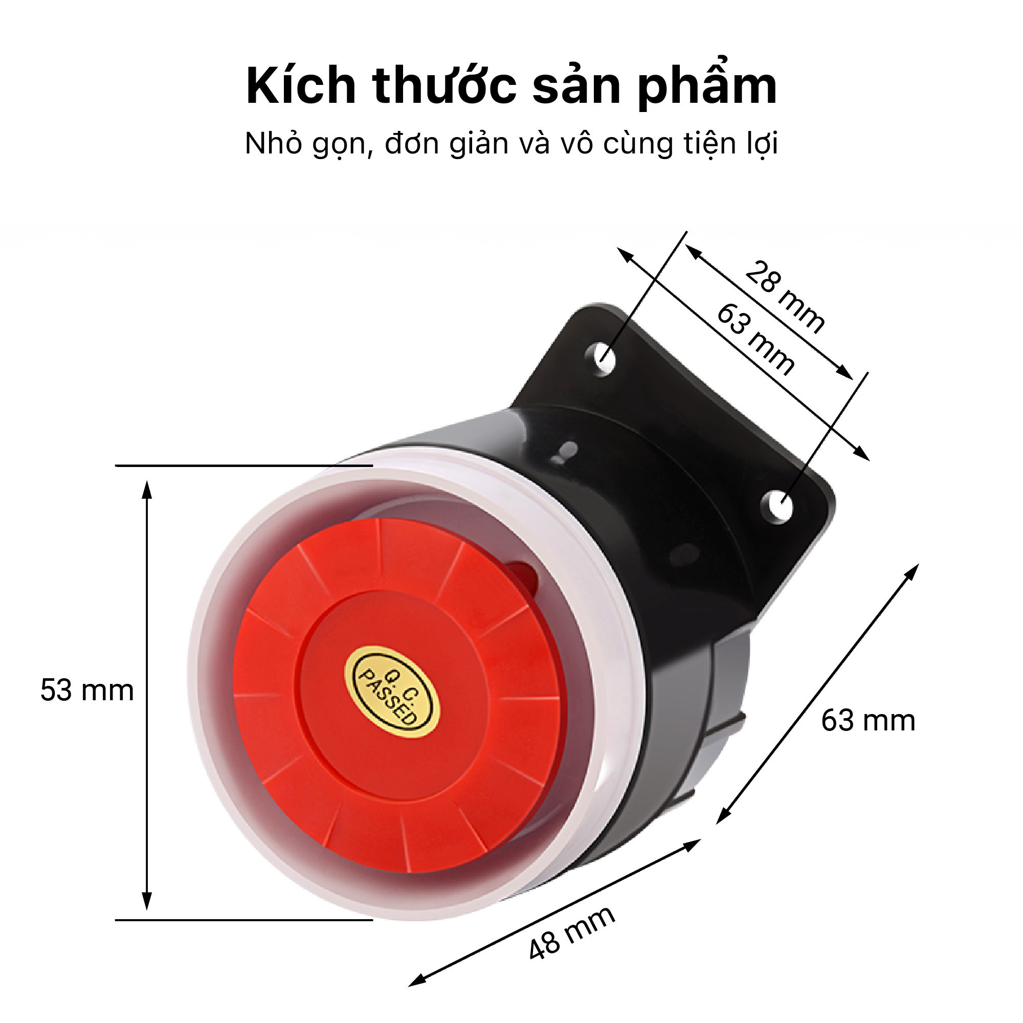 Còi hú báo động chống trộm 12V PINGRON PR-S01 - Âm thanh báo động 120Db, jack kết nối 3.5mm, phù hợp nhiều loại trung tâm