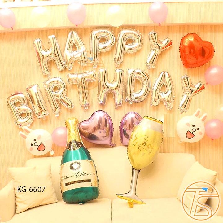 Set Bong Bóng Sinh Nhật Tiệc Tùng Kèm Ống Bơm KG-6607 - Phụ Kiện Trang Trí Happy Birthday, Thôi Nôi, Kỷ Niệm