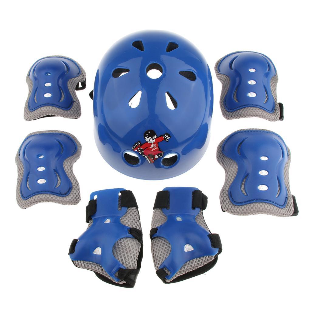 7 Pcs Kid Child Roller Skating Bicycle Helmet Knee Wrist Guard Elbow Pad