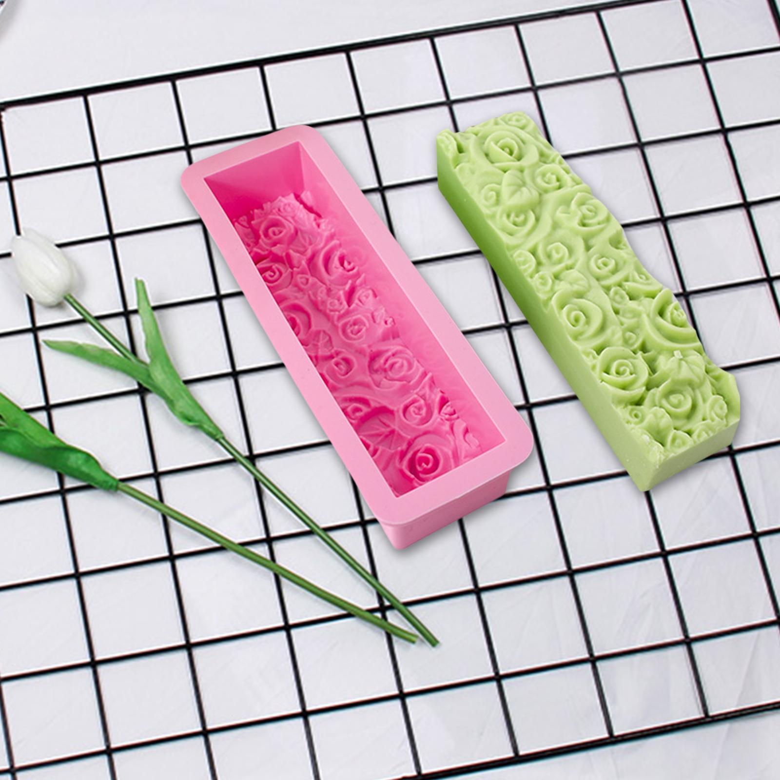 Rose Flower Silicone Loaf Soap  Rectangular Embossed Mould DIY