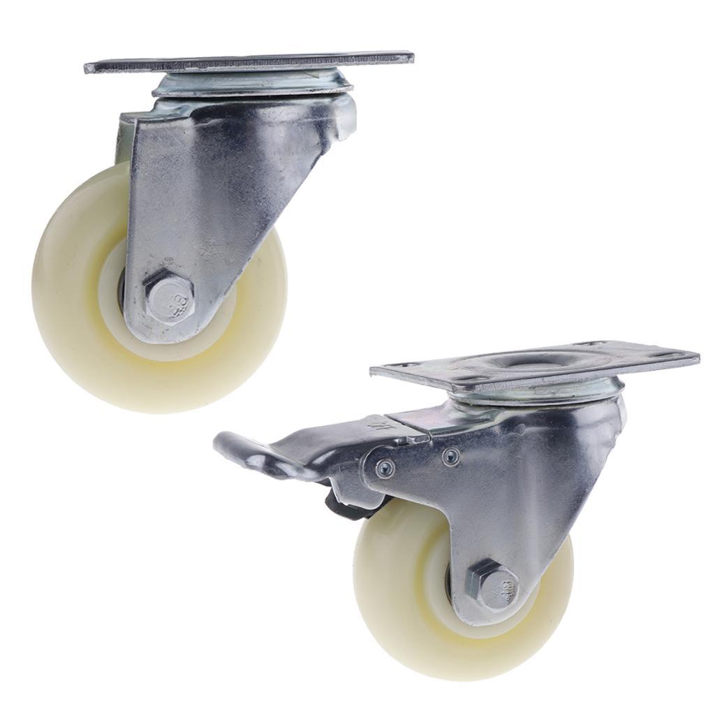 3Inch White PP Swivel Plate Caster Wheels 90kg 200lbs Trolley Cart