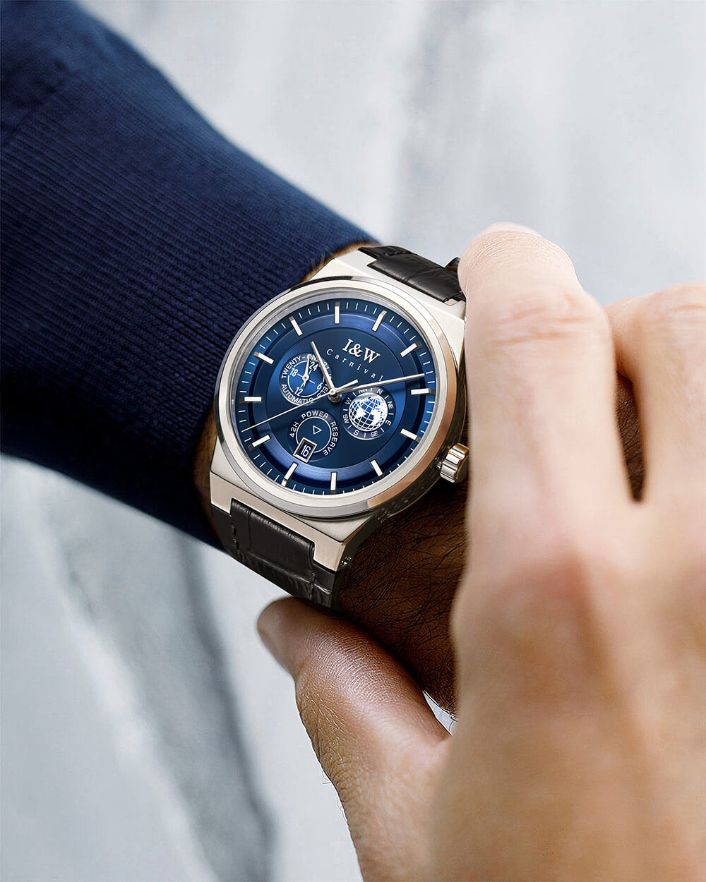 Đồng hồ nam chính hãng IW Carnival IW782G-1 ,kính sapphire,chống xước,chống nước 50m,Bh 24 tháng,máy cơ (automatic)