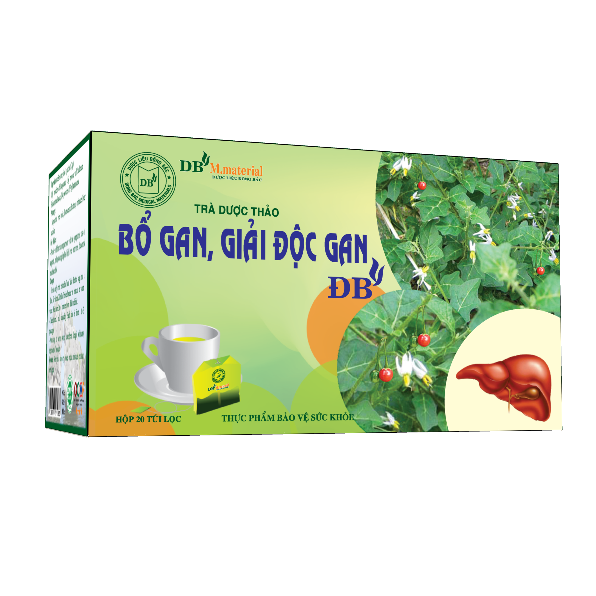 Trà bổ gan, giải độc gan ĐB - Chiết xuất từ Cà gai leo, Giảo cổ lam.. Giúp mát gan, giải độc gan, hạ mỡ máu mỡ gan