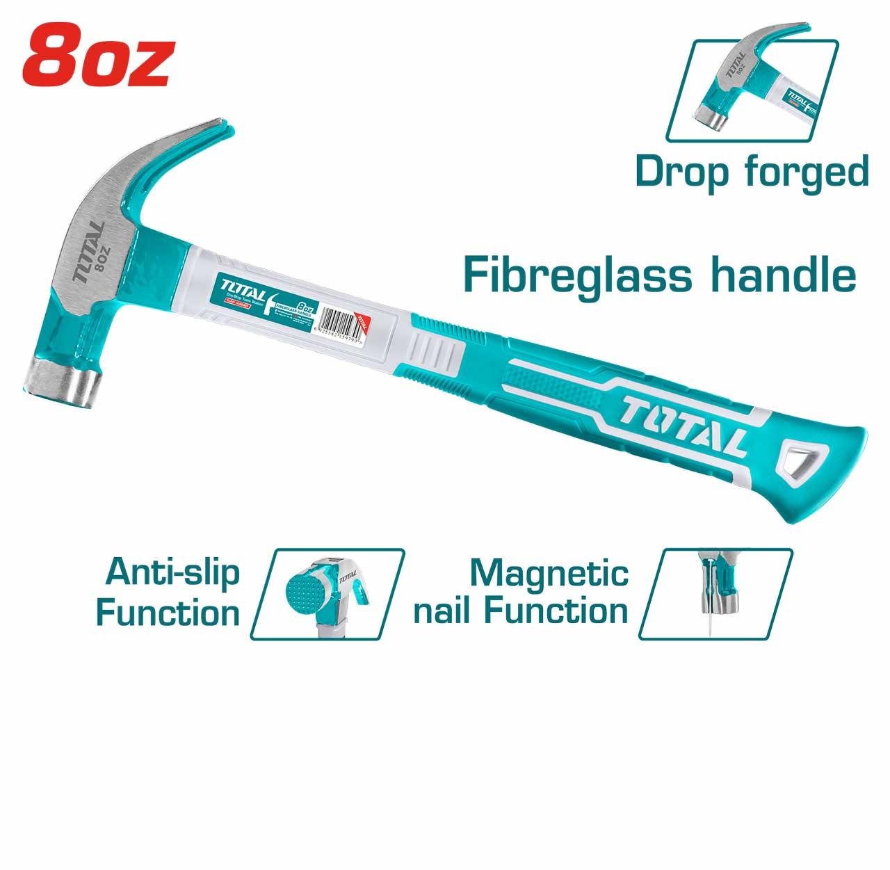 BÚA NHỔ ĐINH CÁN SỢI THỦY TINH 220G-450G TOTAL THTCH0086, THTCH0166 - HÀNG CHÍNH HÃNG