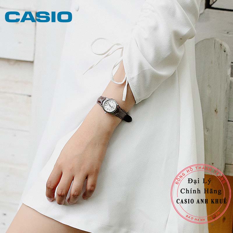 Đồng Hồ Casio Nữ LTP-V002L-7B2UDF Dây Da Nâu