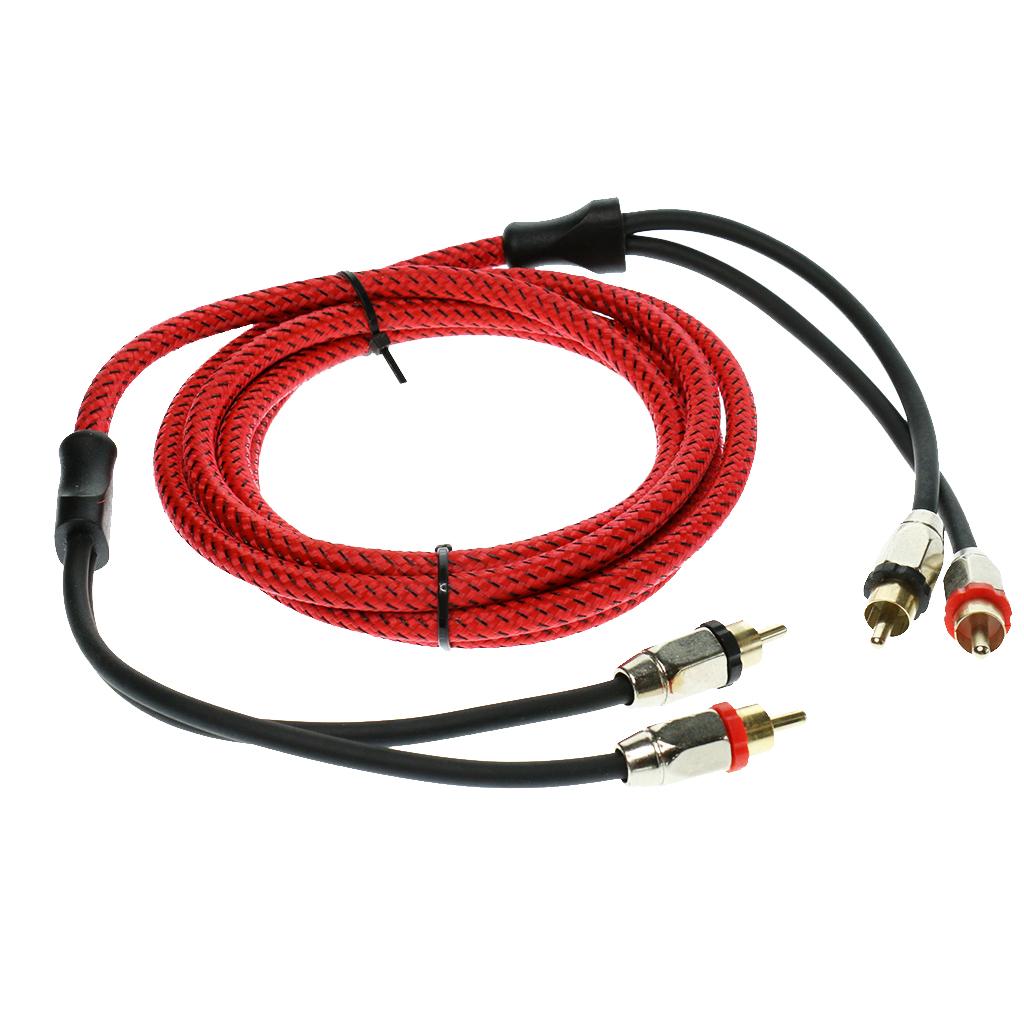 2 Meters 2RCA Male to 2RCA Male Car Stereo Audio Power Cable Wire Universal