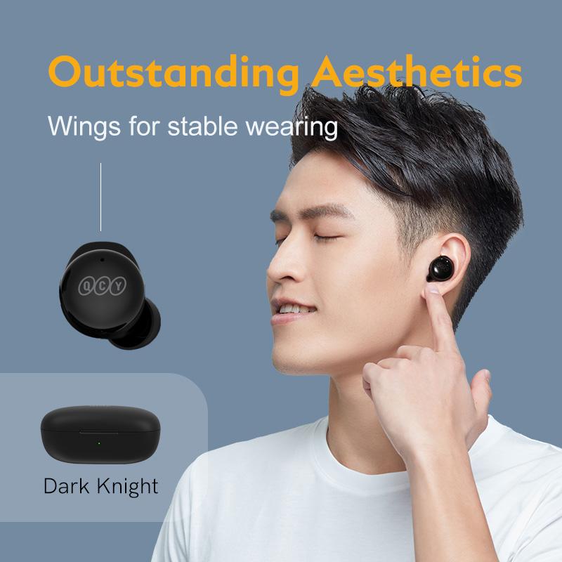 Tai nghe QCY T17 Tai nghe Bluetooth không dây thực sự Tai nghe BT5.1 HIFI Điều khiển cảm ứng Chế độ độ trễ thấp Tai nghe ENC Thời gian chờ dài 26 giờ Màu sắc: QCY T17 ĐEN