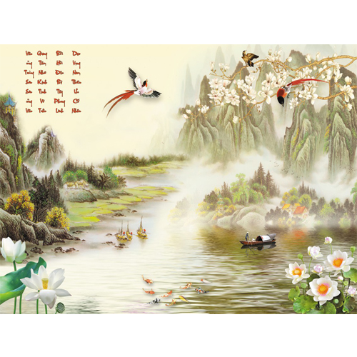 Tranh treo tường Sơn thuỷ hữu tình - Trang trí phòng khách/Gỗ MDF Hàn Quốc/Chống ẩm mốc, mối mọt 20608