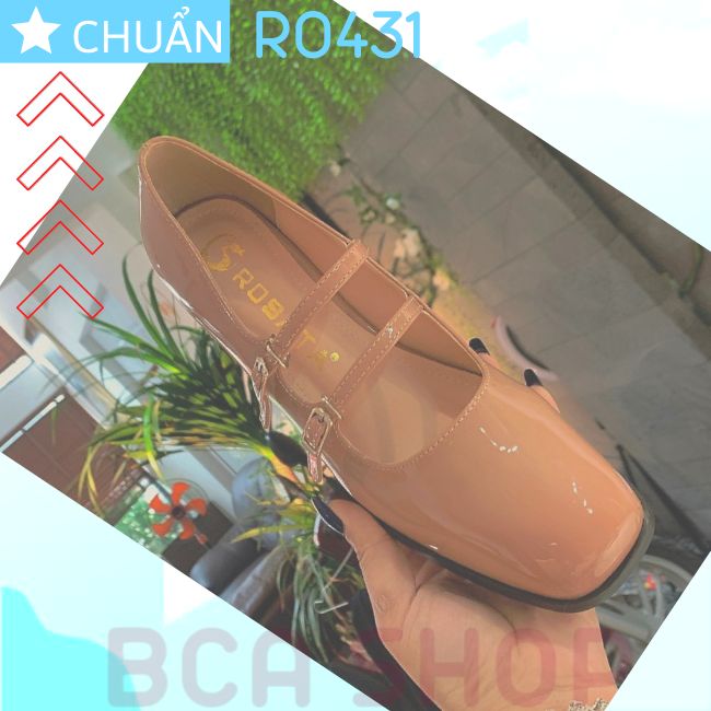 Giày cao gót nữ 6p RO431 ROSATA tại BCASHOP có 2 quai khóa gài có thể biến tấu các kiểu khác nhau - màu da bò