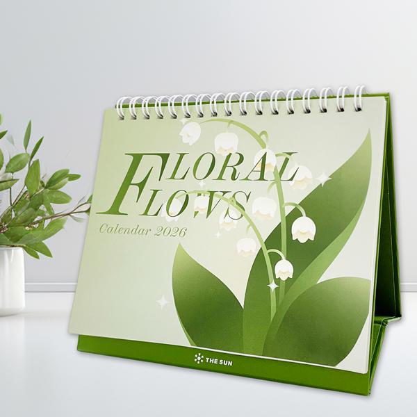 Lịch Bàn Chữ A 2026 - The Sun - Floral Flows