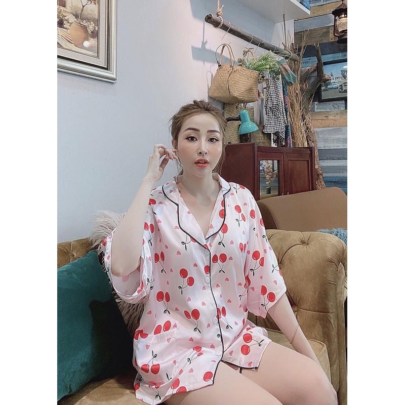 (Freesize 75kg)Đồ bộ nữ mặc nhà- pijama phi lụa cao cấp free size