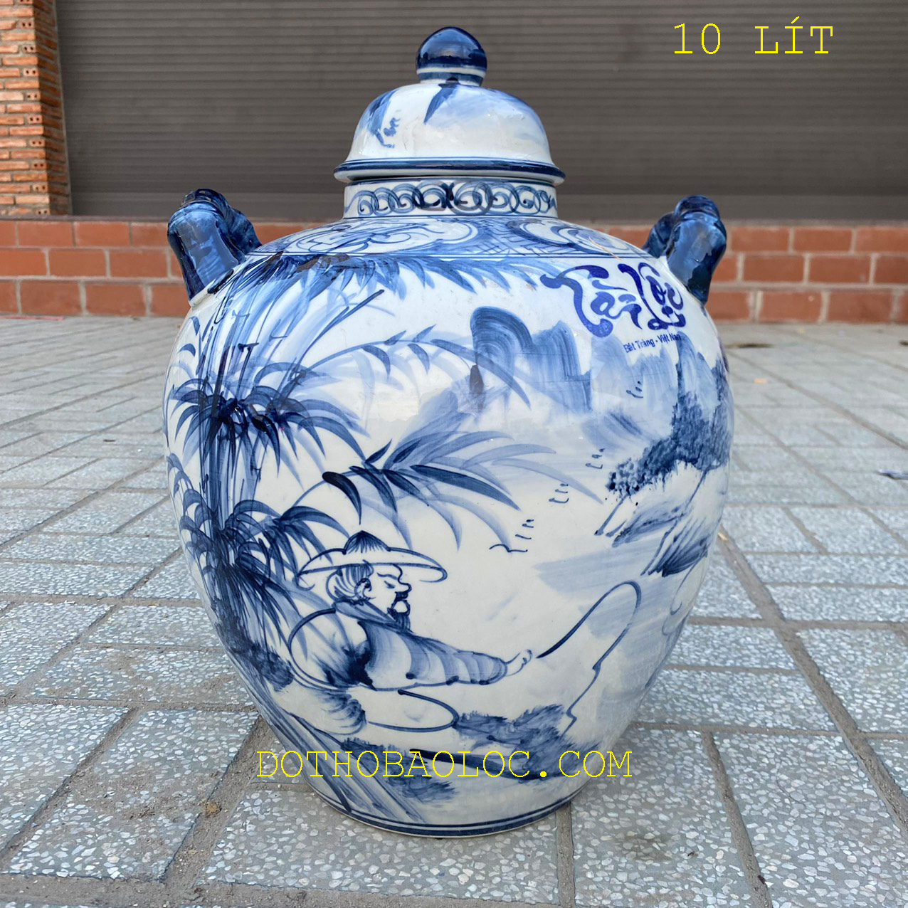 Bình ngâm ruou sứ Bát Tràng Tài Lộc - Không vòi 20 lít