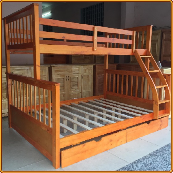 Giường 2 Tầng , 2 Hộc Tủ Gỗ Chất Lượng Juno Sofa 1m/1m4