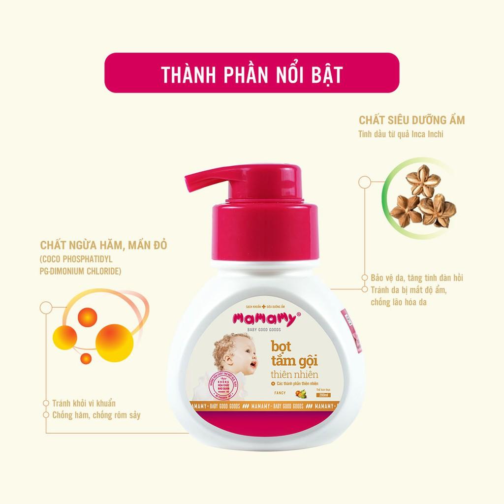 Combo 1 Chai Bọt Tắm Gội Thiên Nhiên Mamamy 200ml + 1 Túi Bổ Sung Floral 200ml